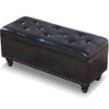 Cassapanca Pouf Contenitore Panca Moderna 80x40 H 43cm con Bottoni Nero