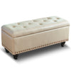 Cassapanca Pouf Contenitore Panca Moderna 80x40 H 43cm con Bottoni Beige