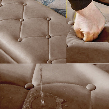 Cassapanca Pouf Contenitore Panca Moderna 80x40 H 43cm con Bottoni Champagne