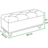 Cassapanca Pouf Contenitore Panca Moderna 80x40 H 43cm con Bottoni Beige