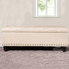 Cassapanca Pouf Contenitore Panca Moderna 80x40 H 43cm con Bottoni Beige