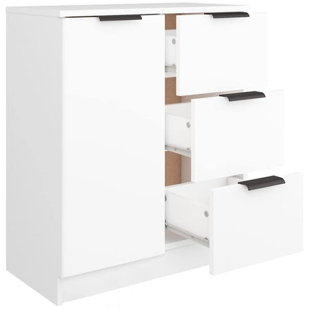 Mobile Credenza in Legno 3 cassetti 1 Anta Salvaspazio 60x30 H 70 cm Bianco