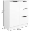 Mobile Credenza in Legno 3 cassetti 1 Anta Salvaspazio 60x30 H 70 cm Bianco