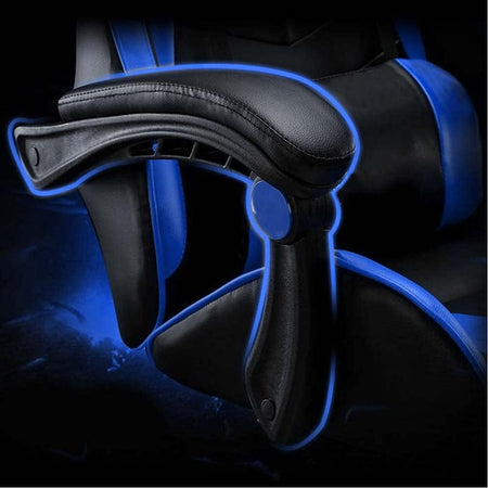 Sedia Poltrona Gaming Ufficio Scrivania Gioco Reclinabile 150° Girevole 2cuscini Blu