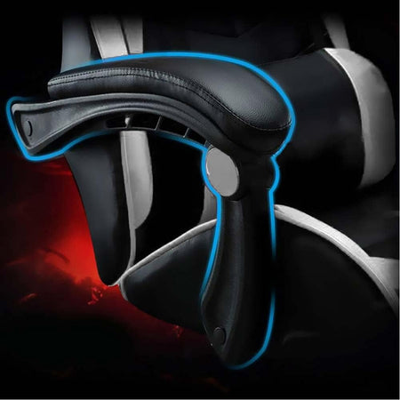 Sedia Poltrona Gaming Ufficio Scrivania Gioco Reclinabile 150° Girevole 2cuscini Bianco