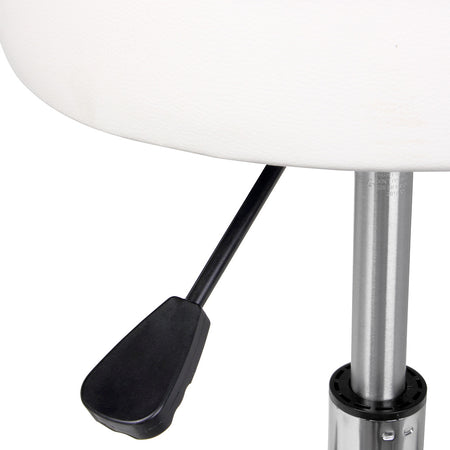 Sgabello con Schienale Girevole Altezza Regolabile Casa Lavoro Salone Studio Bianco