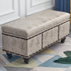 Cassapanca Pouf Contenitore Panca Vintage 80x40 H 43cm con Rivetti Beige