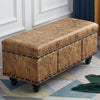 Cassapanca Pouf Contenitore Panca Vintage 80x40 H 43cm con Rivetti Mostarda