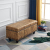 Cassapanca Pouf Contenitore Panca Vintage 80x40 H 43cm con Rivetti Mostarda