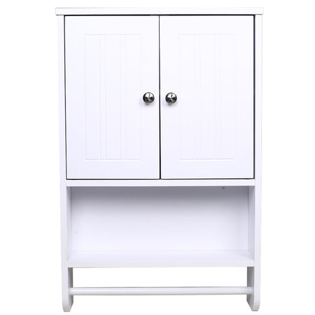 Pensile Armadietto da Bagno 2 ante Porta Asciugamano in legno Bianco H 73 cm