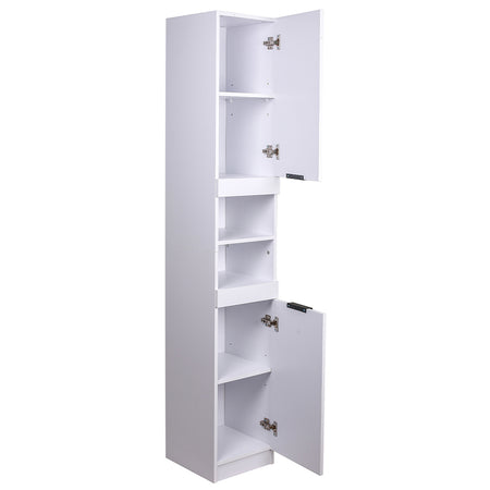 Mobile a Colonna Armadietto Salvaspazio da Bagno 4 Ripiani Interni 2 Ante H188cm