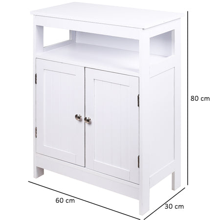 Mobile in Legno 60x30 H 80cm Bagno Camera Ingresso Salvaspazio 2 Ante 1 Vano Bianco
