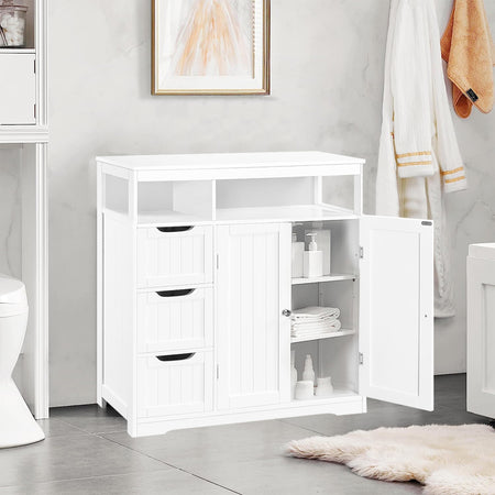Mobile in Legno 80x30 H 86cm Bagno Camera Ingresso Salvaspazio 2 Ante 3 Cassetti