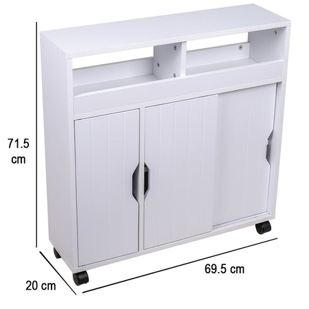 Carrello Mobiletto 4 Ruote Slim Salvaspazio 69.5x20 H 71.5cm Bianco Multiuso