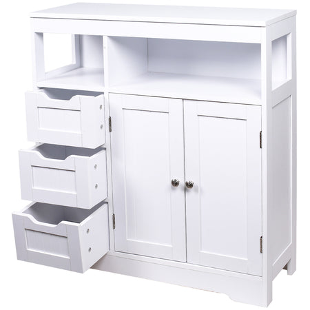 Mobile in Legno 80x30 H 86cm Bagno Camera Ingresso Salvaspazio 2 Ante 3 Cassetti