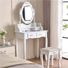 Consolle Trucco Shabby Specchio e Sgabello 10Led Makeup 4Cassetti 71x40 H 149cm