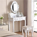 Consolle Trucco Shabby Specchio e Sgabello 10Led Makeup 4Cassetti 71x40 H 149cm