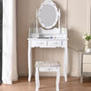 Consolle Trucco Shabby Specchio e Sgabello 10Led Makeup 4Cassetti 71x40 H 149cm