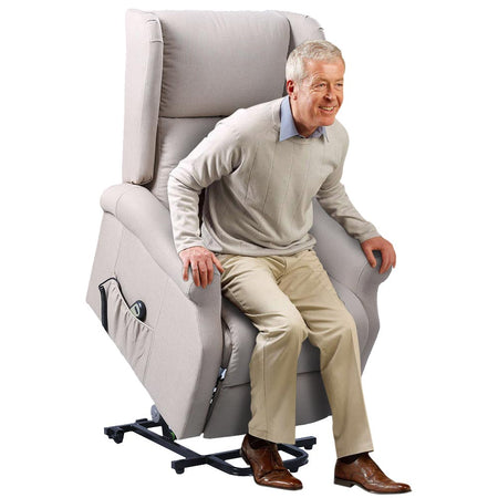 Poltrona Motorizzata Alza Persona Recliner Telecomando Poggia Testa Laterale Beige