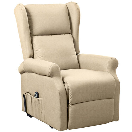 Poltrona Motorizzata Alza Persona Recliner Telecomando Poggia Testa Laterale Beige
