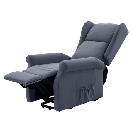 Poltrona Motorizzata Alza Persona Recliner Telecomando Poggia Testa Laterale Grigio
