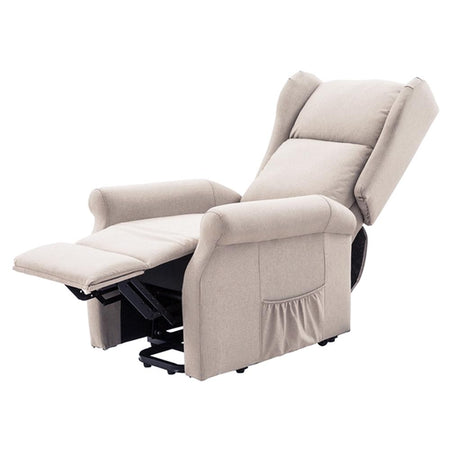 Poltrona Motorizzata Alza Persona Recliner Telecomando Poggia Testa Laterale Beige