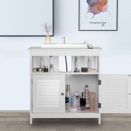 Mobile Sotto Lavabo per Bagno in Legno Bianco 2Ante 60x30 H60cm Moderno