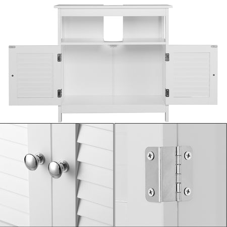 Mobile Sotto Lavabo per Bagno in Legno Bianco 2Ante 60x30 H60cm Moderno
