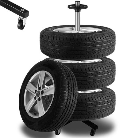 Albero Porta Pneumatici Salvaspazio con Ruote in Ferro per 4 Ruote Auto