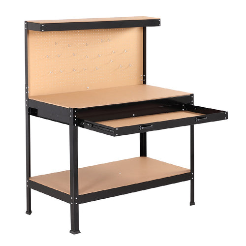 Banco Lavoro Officina Porta Utensili con Cassetto Metallo Verniciato 90x48 H 140cm