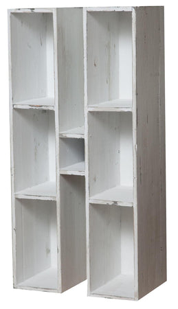 Biscottini Biscottini Bacheca Lettera H Design Legno Bianco Anticato Scaffale 63x18x63