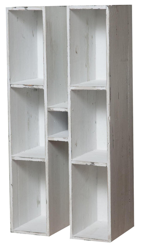 Biscottini Biscottini Bacheca Lettera H Design Legno Bianco Anticato Scaffale 63x18x63