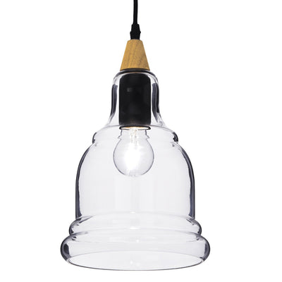 Lampadario classico Ideal Lux GRETEL SP1 122564 E27 LED vintage vetro metallo legno sospensione
