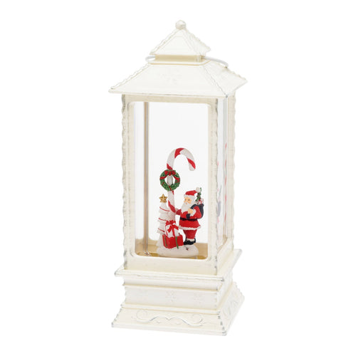 Lanterna decorativa Babbo Natale con glitter led per decorazioni natalizie