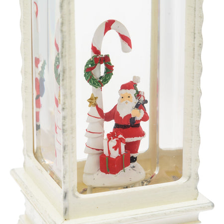 Lanterna decorativa Babbo Natale con glitter led per decorazioni natalizie