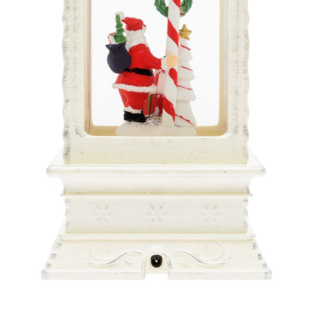 Lanterna decorativa Babbo Natale con glitter led per decorazioni natalizie