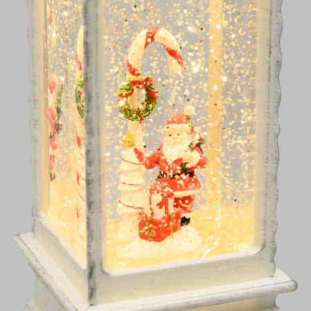 Lanterna decorativa Babbo Natale con glitter led per decorazioni natalizie