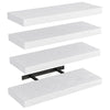 Kit 4 Mensole da Parete con gancio 40x14 H 3 cm Legno MDF Bianco