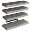 Kit 4 Mensole da Parete con gancio 40x14 H 3 cm Legno MDF Grigio