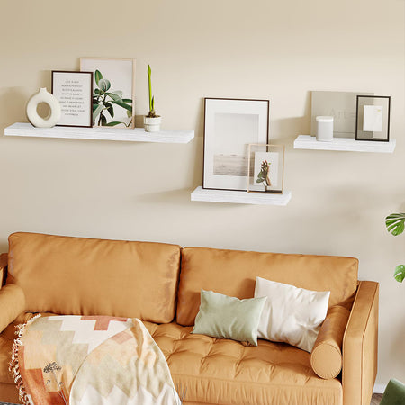 Kit 4 Mensole da Parete con gancio 40x14 H 3 cm Legno MDF Bianco