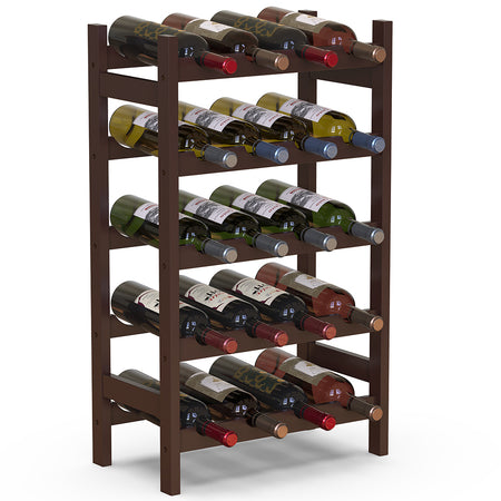 Porta Bottiglie Cantinetta in Legno Bambù 5piani 20 Bottiglie Casa Bar Ristorante Noce