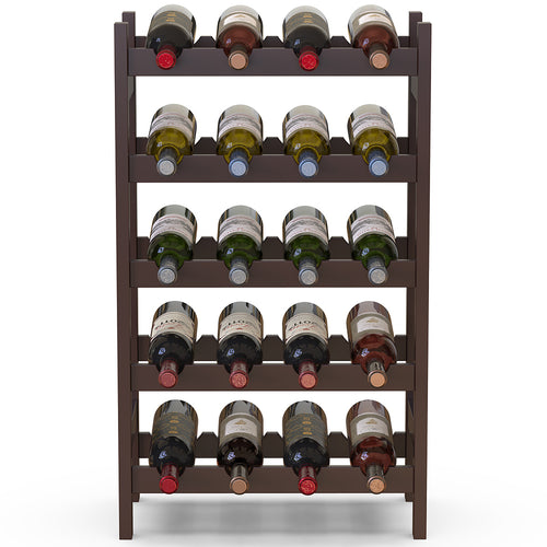 Porta Bottiglie Cantinetta in Legno Bambù 5piani 20 Bottiglie Casa Bar Ristorante Noce