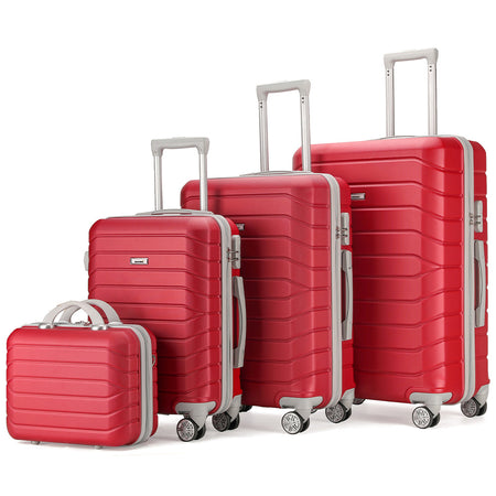 Set 4Valigie Rigide Ruote Easy roll Bagaglio mano Beauty Case Trolley Resistente
