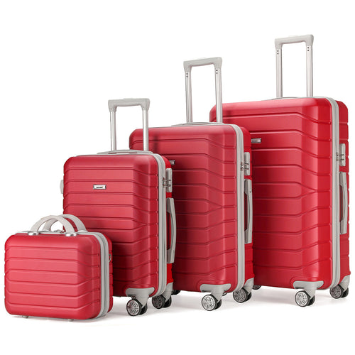 Set 4Valigie Rigide Ruote Easy roll Bagaglio mano Beauty Case Trolley Resistente