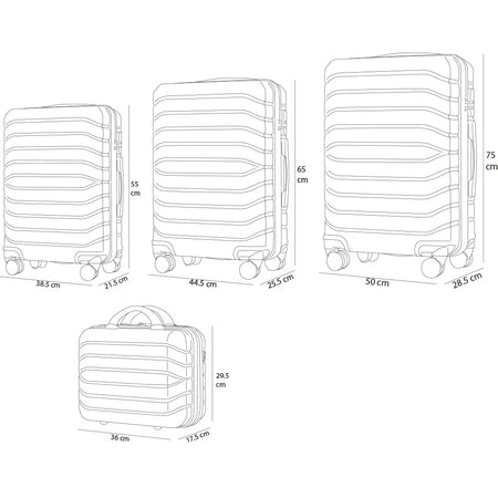 Set 4Valigie Rigide Ruote Easy roll Bagaglio mano Beauty Case Trolley Resistente