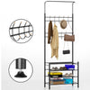 Ingresso Stand Appendiabiti in Metallo 9Ganci 4Ripiani 68.5x35 H187cm Scarpiera Nero