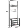 Ingresso Stand Appendiabiti in Metallo 9Ganci 4Ripiani 68.5x35 H187cm Scarpiera Nero