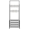 Ingresso Stand Appendiabiti in Metallo 9Ganci 4Ripiani 68.5x35 H187cm Scarpiera Nero