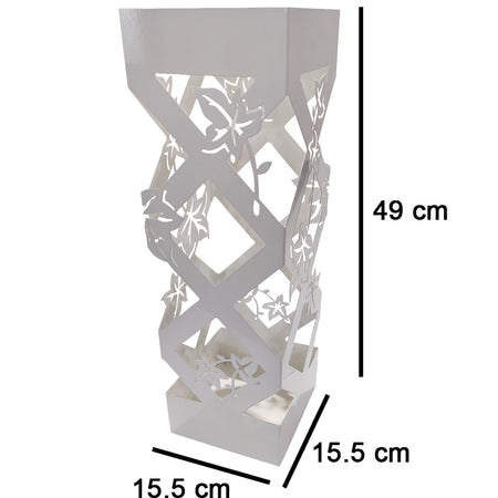 Porta Ombrelli Decorato H. 49 cm Metallo Verniciato Bianco Uso Interno Esterno