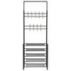 Ingresso Stand Appendiabiti in Metallo 9Ganci 5Ripiani 68.5x35 H187cm Scarpiera Nero